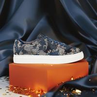 Silent Blue Tsunami Sneakers Lureaux - Handgemaakte Nette Schoenen Voor Heren - thumbnail