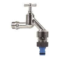 Dubbele Buitendienstkraan Go by van Marcke met Slangbreukventiel 1/2 Chroom Go by Van Marcke - thumbnail