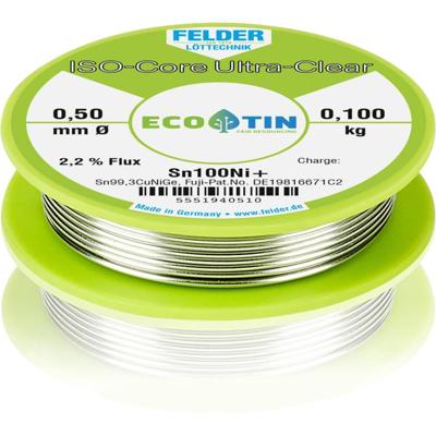 Felder ISO-Core Ultra-Clear Sn100Ni+ Soldeertin, loodvrij Spoel Sn99,3CuNiG 0.100 kg 0.5 mm