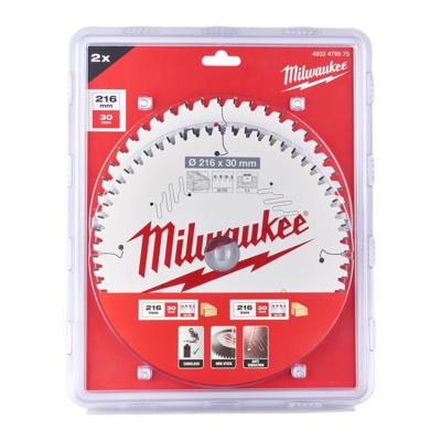 Milwaukee Cirkelzaagblad 216 x 30 mm Twin Pack (2-delig) - 4932479575 Milwaukee Cirkelzaagblad 216 x 30 mm Twin Pack (2-delig) - 4932479575
