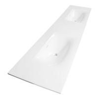 Brauer Glacier Wastafel - 200 met 2 Spoelbakken en 0 Kraangaten - Fine Stone Hoogglans Wit - thumbnail