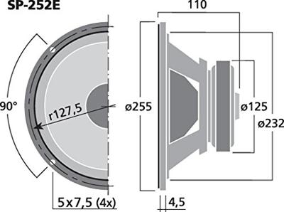 Monacor SP-252E 10 inch 25.4 cm Woofer 75 W 4 Ω