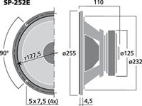 Monacor SP-252E 10 inch 25.4 cm Woofer 75 W 4 Ω - thumbnail