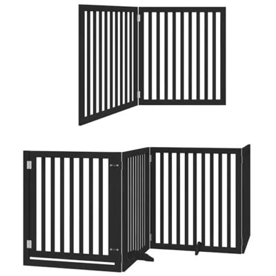 vidaXL Hondenhek inklapbaar 6 panelen 480 cm populierenhout zwart, hondenhekje, veiligheidshekje, honden hek, veiligheidshek, babyhekje