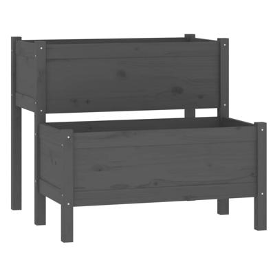 Plantenbak 84,5x84x75 cm massief grenenhout grijs