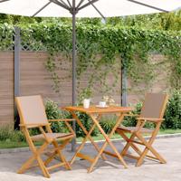 3-delige Bistroset stof en massief hout taupe - thumbnail