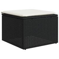 9-delige Loungeset met kussens poly rattan zwart - thumbnail