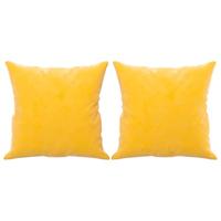 VidaXL Sierkussens 2 st 40x40 cm fluweel geel - thumbnail
