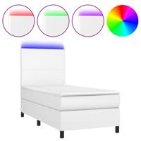 Boxspring met matras en LED kunstleer wit 80x200 cm - thumbnail