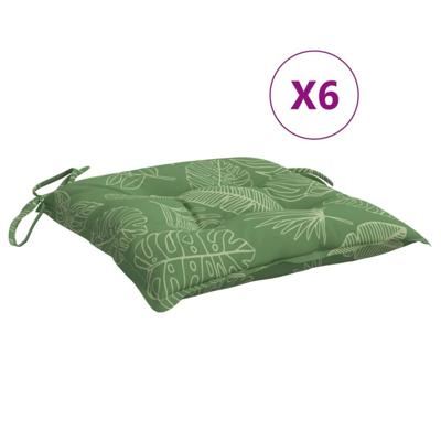 VidaXL Stoelkussens 6 st bladpatroon 50x50x7 cm stof