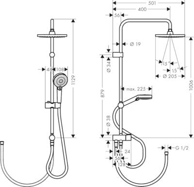 Hansgrohe Showerpipe Vernis Blend 200 1 Jet Reno EcoSmart Chroom