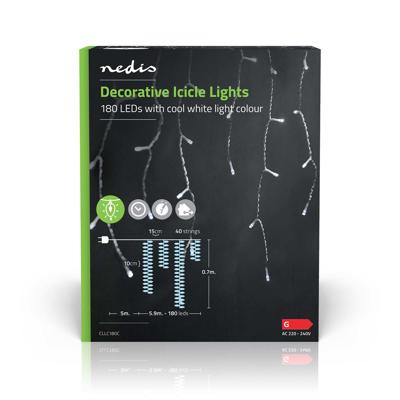 Nedis Decoratieve IJspegel Verlichting | 180 LED's | 5.9 m | 1 stuks - CLLC180C CLLC180C