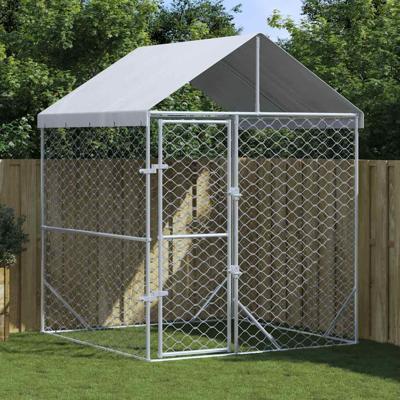 VidaXL Hondenkennel met dak 2x2x2,5 m gegalvaniseerd staal zilver VidaXL Hondenkennel met dak 2x2x2,5 m gegalvaniseerd staal zilver