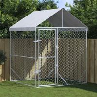 VidaXL Hondenkennel met dak 2x2x2,5 m gegalvaniseerd staal zilver - thumbnail