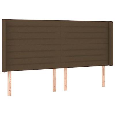 Hoofdbord met randen 163x16x118/128 cm stof donkerbruin