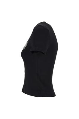 Guess Rib Logo T-Shirt Dames Zwart - Maat S - Kleur: Zwart | Soccerfanshop