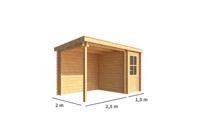 Blokhut, tuinhuisje met overkapping Els-Tess 400 cm bij 200 cm diep lessenaarsdak Warentuin Collection - Warentuin collection - thumbnail