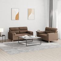 2-delige Loungeset met kussens stof bruin - thumbnail