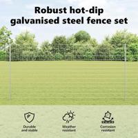 VidaXL Hek met paal zilver 1,5 x 10 m staal - thumbnail