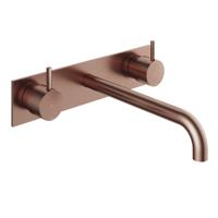 Hotbath Cobber afbouwdeel wastafelmengkraan met achterplaat en 25 cm uitloop geborsteld koper PVD CB006TEXT25BCP - thumbnail