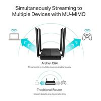 TP-LINK Archer C64 draadloze router Gigabit Ethernet Dual-band (2.4 GHz / 5 GHz) Zwart - thumbnail