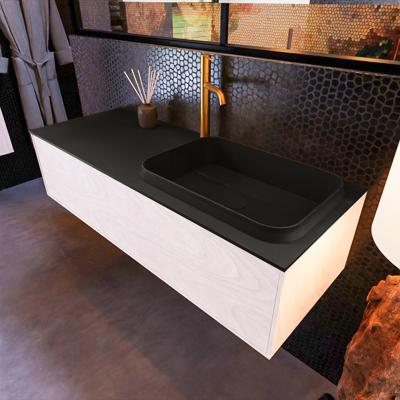 Badkamermeubelset Mondiaz Erin 120 cm met 1 Lade met RIDGE Wastafel Rechts Urban met 1 kraangat Greeploos Mat Underlayment
