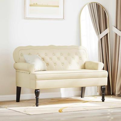 Chesterfield Bank Crme 119.5 x 64.5 x 75 cm Nep Leer