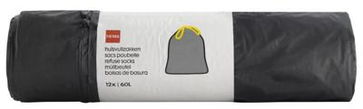 HEMA Huisvuilzakken met trekband 60L - 12 stuks