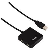 Hama 12131 USB-hub 2.0 (aansluiting van maximaal 4 USB-apparaten, geschikt voor USB 2.0, achterwaarts compatibel, stroomvoorziening via USB-aansluiting) zwart Single zwart - thumbnail