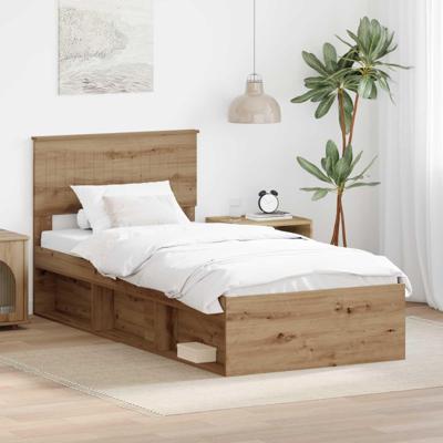 Bedframe Ambachtelijk eiken 90 x 190 cm Massief grenenhout