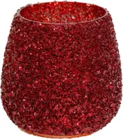Mega Collections theelichthouder glas strass 12x12.5cm rood - thumbnail