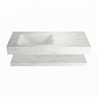 MONDIAZ ALAN-DLUX 110cm planchet Opalo. Vrijhangende wastafel CLOUD links 1 kraangat, kleur Opalo. - thumbnail
