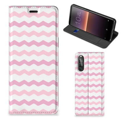 Sony Xperia 10 II Hoesje met Magneet Waves Roze Sony Xperia 10 II Hoesje met Magneet Waves Roze
