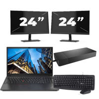 Lenovo E15 - Intel Core i3-10e Generatie - 15 inch - 8GB RAM - 256GB SSD - Windows 11 Home + 2x 24 inch Monitor - thumbnail