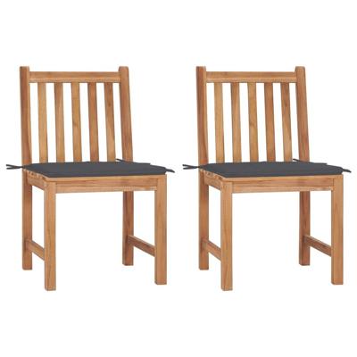 Tuinstoelen 2 st met kussens massief teakhout