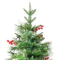 VidaXL Kerstboom met led en dennenappels 225 cm pvc en pe groen - thumbnail
