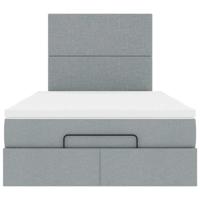 Ottoman bed met matras en LED's 120x200cm stof lichtgrijs - thumbnail