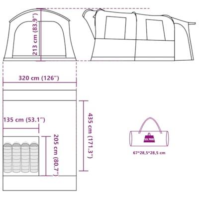 Autotent 4-persoons waterdicht groen - thumbnail