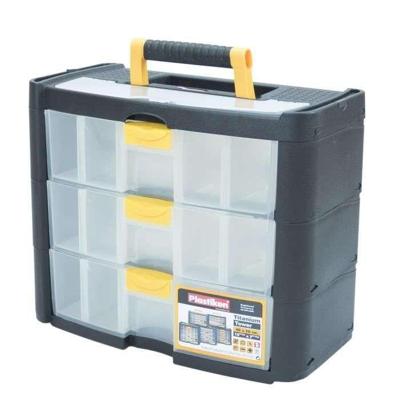 Toolbox - Plastiken - 90003_NOIRE - 3 grote laden - Titanium - Kunststof