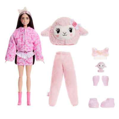 Barbie Cutie Reveal knuffel serie pop roze lammetje