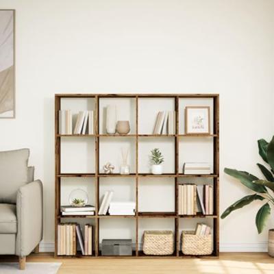 Boekenkast 137,5x29x137,5 cm bewerkt hout oud houtkleurig