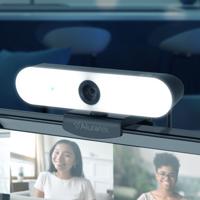 Aluratek 4K HD-ringlichtwebcam met dubbele stereo-ruisonderdrukkende microfoons, instelbaar licht, autofocus, ingebouwde statiefbevestiging, universeel compatibel - thumbnail