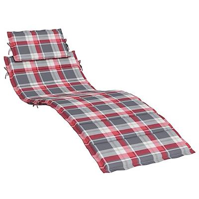 VidaXL Ligbedkussen 186x58x4 cm oxford stof ruitpatroon rood VidaXL Ligbedkussen 186x58x4 cm oxford stof ruitpatroon rood