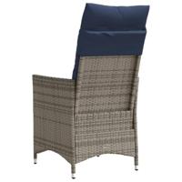 Tuinstoel verstelbaar met kussens poly rattan grijs - thumbnail