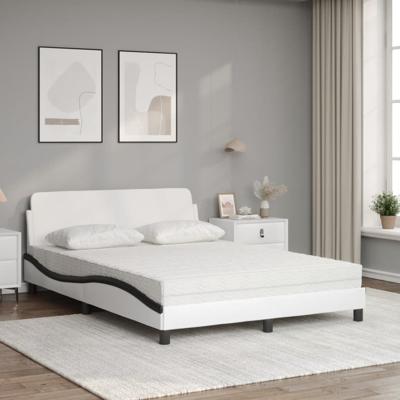 Bed met matras kunstleer wit en zwart 140x200 cm - thumbnail