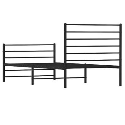 Bedframe met hoofd- en voeteneinde metaal zwart 100x190 cm - thumbnail