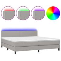 Boxspring met matras en LED stof lichtgrijs 200x200 cm - thumbnail