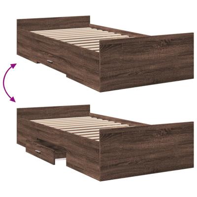 Bedframe met lades bewerkt hout bruin eikenkleur 100x200 cm