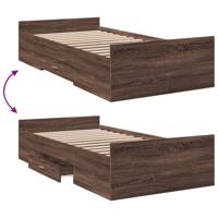 Bedframe met lades bewerkt hout bruin eikenkleur 75x190 cm - thumbnail