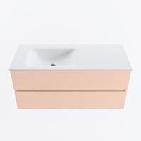 MONDIAZ VICA 110cm badmeubel onderkast Rosee 2 lades. Wastafel CLOUD links zonder kraangat, kleur Talc. - thumbnail